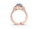 Rose gold Fancy Blue Round  Halo Pave Split Shank Prong Setting Ring_34