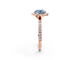 Rose gold Fancy Blue Round  Halo Round Diamond Pavé Band Four-Prong Ring_5