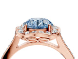 Rose gold Fancy Blue Round  Halo Round Diamond Pave Band with Four-Prong Setting_42