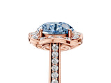 Rose gold Fancy Blue Round  Halo Round Diamond Pave Band with Four-Prong Setting_43