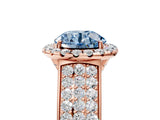Rose gold Fancy Blue Round  Halo Round Diamond Pave Band with Prong Setting 5