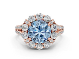 Rose gold Fancy Blue Round  Halo Split Shank Diamond Engagement Ring with Pave Band and Four-Prong Setting_54