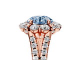 Rose gold Fancy Blue Round  Halo Split Shank Diamond Engagement Ring with Pave Band and Four-Prong Setting_59