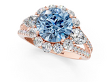 Rose gold Fancy Blue Round  Halo Split Shank Diamond Engagement Ring with Prong Setting_21