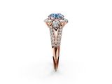 Rose gold Fancy Blue Round  Halo Split Shank Diamond Engagement Ring with Prong Setting_22