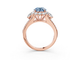 Rose gold Fancy Blue Round  Halo Split Shank Diamond Engagement Ring with Prong Setting_23