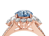Rose gold Fancy Blue Round  Halo Split Shank Diamond Engagement Ring with Prong Setting_24