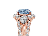Rose gold Fancy Blue Round  Halo Split Shank Diamond Engagement Ring with Prong Setting_25