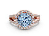 Rose gold Fancy Blue Round  Halo Split Shank Diamond Ring with Four-Prong Setting_32