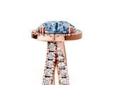 Rose gold Fancy Blue Round  Halo Split Shank Diamond Ring with Pavé Setting_31