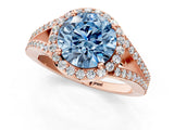 Rose gold Fancy Blue Round  Halo Split Shank Pave Diamond Ring with Four-Prong Setting_50