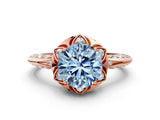 Rose gold Fancy Blue Round  Halo Split Shank Pave Diamond Ring with Petal Prong Setting_20
