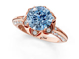 Rose gold Fancy Blue Round  Halo Split Shank Pave Diamond Ring with Petal Prong Setting_21