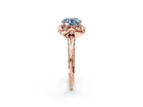 Rose gold Fancy Blue Round  Halo Split Shank Pave Diamond Ring with Petal Prong Setting_22