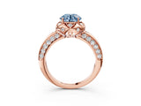 Rose gold Fancy Blue Round  Halo Split Shank Pave Diamond Ring with Petal Prong Setting_23