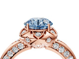 Rose gold Fancy Blue Round  Halo Split Shank Pave Diamond Ring with Petal Prong Setting_24