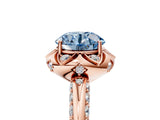 Rose gold Fancy Blue Round  Halo Split Shank Pave Diamond Ring with Petal Prong Setting_25