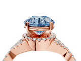 Rose gold Fancy Blue Round  Halo Twist Band Solitaire Prong Setting Ring_68