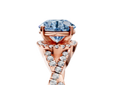 Rose gold Fancy Blue Round  Halo Twist Band Solitaire Prong Setting Ring_69