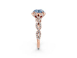 Rose gold Fancy Blue Round  Halo Twist Band Solitaire Ring with Six-Prong Setting_5