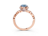 Rose gold Fancy Blue Round  Halo Twist Band Solitaire Ring with Six-Prong Setting_6