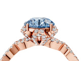 Rose gold Fancy Blue Round  Halo Twist Band Solitaire Ring with Six-Prong Setting_7
