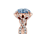 Rose gold Fancy Blue Round  Halo Twist Band Solitaire Ring with Six-Prong Setting_8