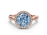 Rose gold Fancy Blue Round  Halo Twist Band Solitaire Ring_20