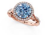 Rose gold Fancy Blue Round  Halo Twist Band Solitaire Ring_21