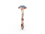 Rose gold Fancy Blue Round  Halo Twist Band Solitaire Ring_22