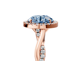 Rose gold Fancy Blue Round  Halo Twist Band Solitaire Ring_25