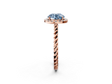 Rose gold Fancy Blue Round  Halo Twisted Band Four-Prong Diamond Ring_22