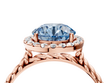 Rose gold Fancy Blue Round  Halo Twisted Band Four-Prong Diamond Ring_24