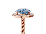 Rose gold Fancy Blue Round  Halo Twisted Band Four-Prong Diamond Ring_25