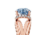 Rose gold Fancy Blue Round  Halo Twisted Band Four-Prong Ring_37