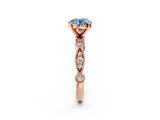 Rose gold Fancy Blue Round  Milgrain Bezel Diamond Engagement Ring with Solitaire Prong Setting_139