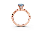 Rose gold Fancy Blue Round  Milgrain Bezel Diamond Engagement Ring with Solitaire Prong Setting_140