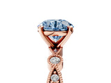 Rose gold Fancy Blue Round  Milgrain Bezel Diamond Engagement Ring with Solitaire Prong Setting_142