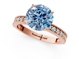 Rose gold Fancy Blue Round  Milgrain Pave Diamond Engagement Ring with Four-Prong Setting_131