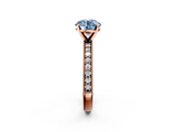Rose gold Fancy Blue Round  Milgrain Pave Diamond Engagement Ring with Four-Prong Setting_132