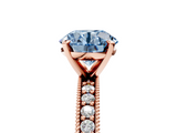 Rose gold Fancy Blue Round  Milgrain Pave Diamond Engagement Ring with Four-Prong Setting_135