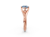 Rose gold Fancy Blue Round  Solitaire Beaded Band Six-Prong Setting_2