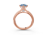Rose gold Fancy Blue Round  Solitaire Beaded Band Six-Prong Setting_3
