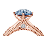 Rose gold Fancy Blue Round  Solitaire Beaded Band Six-Prong Setting_4