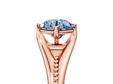 Rose gold Fancy Blue Round  Solitaire Beaded Band Six-Prong Setting_5