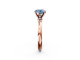 Rose gold Fancy Blue Round  Solitaire Beaded Band with Four-Prong Setting_66