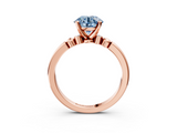 Rose gold Fancy Blue Round  Solitaire Beaded Band with Four-Prong Setting_67