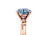 Rose gold Fancy Blue Round  Solitaire Beaded Band with Four-Prong Setting_69