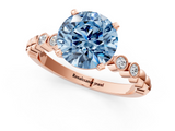 Rose gold Fancy Blue Round  Solitaire Bezel Accent Diamond Engagement Ring with Beaded Band and Four-Prong Setting_42