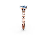 Rose gold Fancy Blue Round  Solitaire Bezel Accent Diamond Engagement Ring with Beaded Band and Four-Prong Setting_43